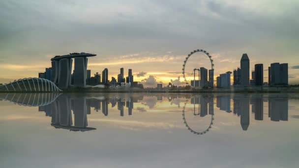 Uhd Zaman Atlamalı Marina Bay Singapur Şehir Manzarası Yansıma Etkisi — Stok video