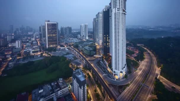 Salida Del Sol Horizonte Kuala Lumpur Inclinado Hacia Arriba — Vídeos de Stock