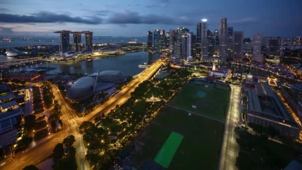 Sunrise Night Day Time Lapse Marina Bay Singapore Tilt — Stock Video