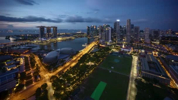 Salida Del Sol Noche Día Lapso Tiempo Marina Bay Singapur — Vídeos de Stock