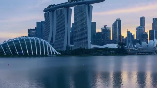 Time Lapse Day Night Sunset Singapore Tilt — Stock Video