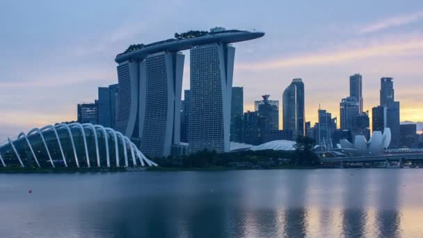 Time Lapse Day Night Sunset Singapore Zoom Out — Stock Video