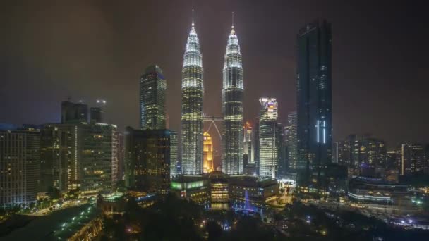 Time Lapse Sunset Scene Kuala Lumpur City Skyline Inglés Acercar — Vídeo de stock