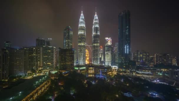 Časová Prodleva Západu Slunce Scény Panorama Města Kuala Lumpur Přiblížit — Stock video