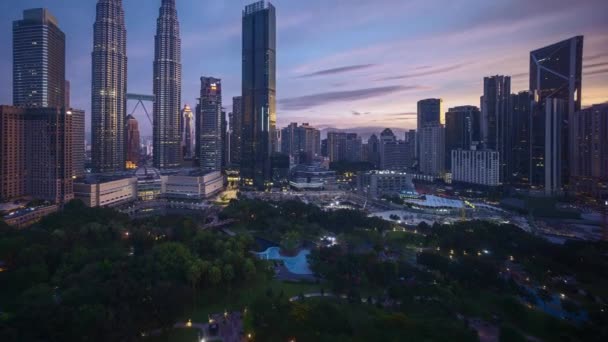 Time Lapse Sunrise Scene Kuala Lumpur City Skyline Inglés Inclinado — Vídeos de Stock