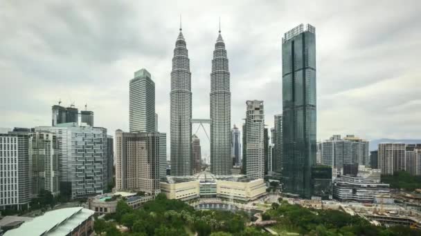 Time Lapse Sunset Scene Kuala Lumpur City Skyline Inglés Acercar — Vídeos de Stock