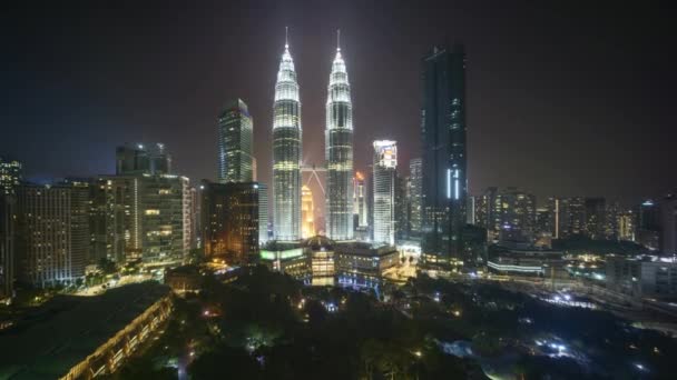 Time Lapse Night Scene Kuala Lumpur City Skyline Inglés Acercar — Vídeos de Stock