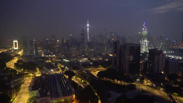 Kuala Lumpur Malesia Settembre 2018 Che Stabilisce Skyline Della Città — Video Stock