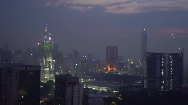 Kuala Lumpur Malaysia September 2018 Establishing Cinematic Shot Sunrise Blue — Stock Video