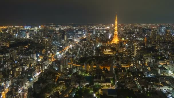 Time Lapse Night Scene Tokyo City Skyline Inglês Ampliar — Vídeo de Stock