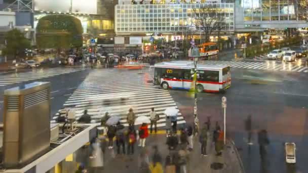 Shibuya Crossing Tokio Een Van Drukste Kruising Van Weg Wereld — Stockvideo