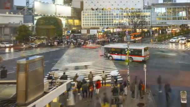 Shibuya Crossing Tokio Een Van Drukste Kruising Van Weg Wereld — Stockvideo