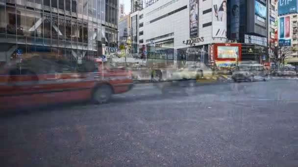 Shibuya Crossing Tokio Jedna Nejrušnějších Silničních Křižovatek Světě Scramble Crosswalk — Stock video