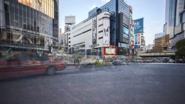 Shibuya Crossing Tokio Jedna Nejrušnějších Silničních Křižovatek Světě Scramble Crosswalk — Stock video