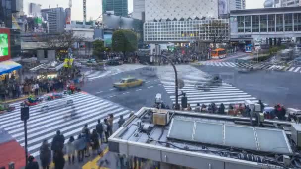 东京石谷十字路口是世界上最繁忙的交叉口之一 可翻越的交叉口 日落时分 日落时分 — 图库视频影像