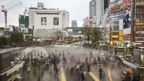 Shibuya Crossing Tóquio Dos Cruzamentos Rodoviários Mais Movimentados Mundo Scramble — Vídeo de Stock