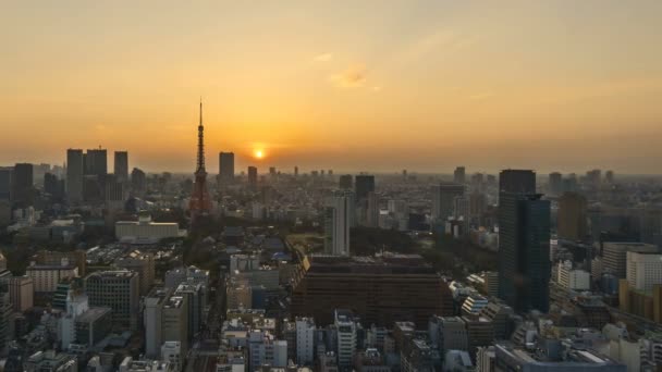 Time Lapse Night Day Sunrise Scene Στον Ορίζοντα Του Τόκιο — Αρχείο Βίντεο