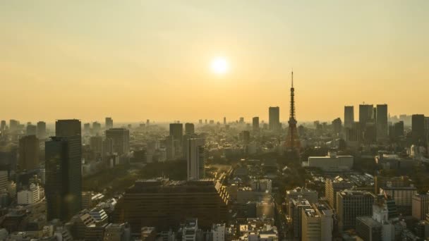 Upływ Czasu Zachód Słońca Dzień Nocy Scena Tokio Panorama Miasta — Wideo stockowe