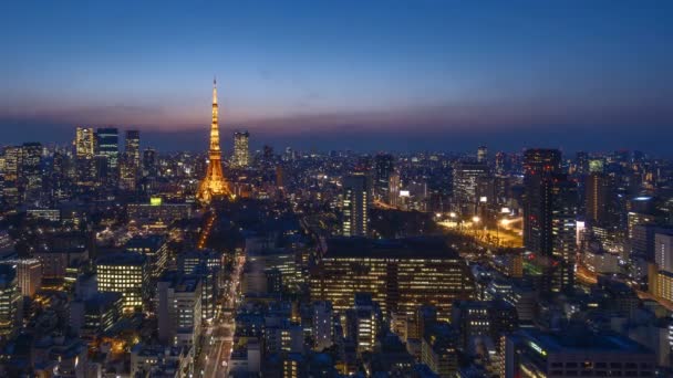 Tijd Verstrijken Van Nacht Tot Dag Zonsopgang Scène Tokyo Stad — Stockvideo