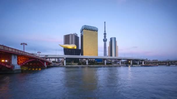 Tijd Verstrijken Van Zonsondergang Dag Tot Nacht Tokyo Stad Skyline — Stockvideo