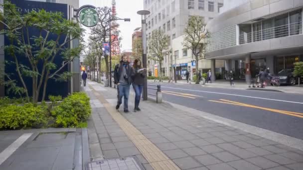 日本东京 2017年4月2日 Roll电影胶片 内容是游客和当地人在樱花盛开期间步行到千叶公园 Sakura Hanami 向上倾斜 — 图库视频影像