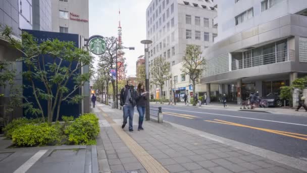 Tokio Japón Abril 2017 Roll Filmación Cinematográfica Turista Local Caminando — Vídeo de stock