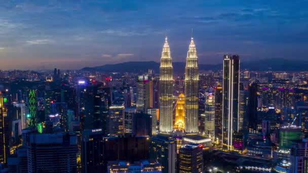 Kuala Lumpur Malaysia Augusti 2020 Flygdrönare Tid Förflutit Solnedgångsscenen Kuala — Stockvideo