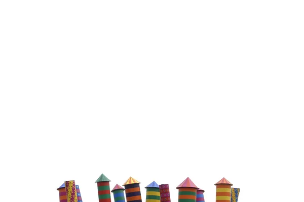Рамка Упакованных Фейерверков Различные Цвета Домов Фейерверки — стоковое фото