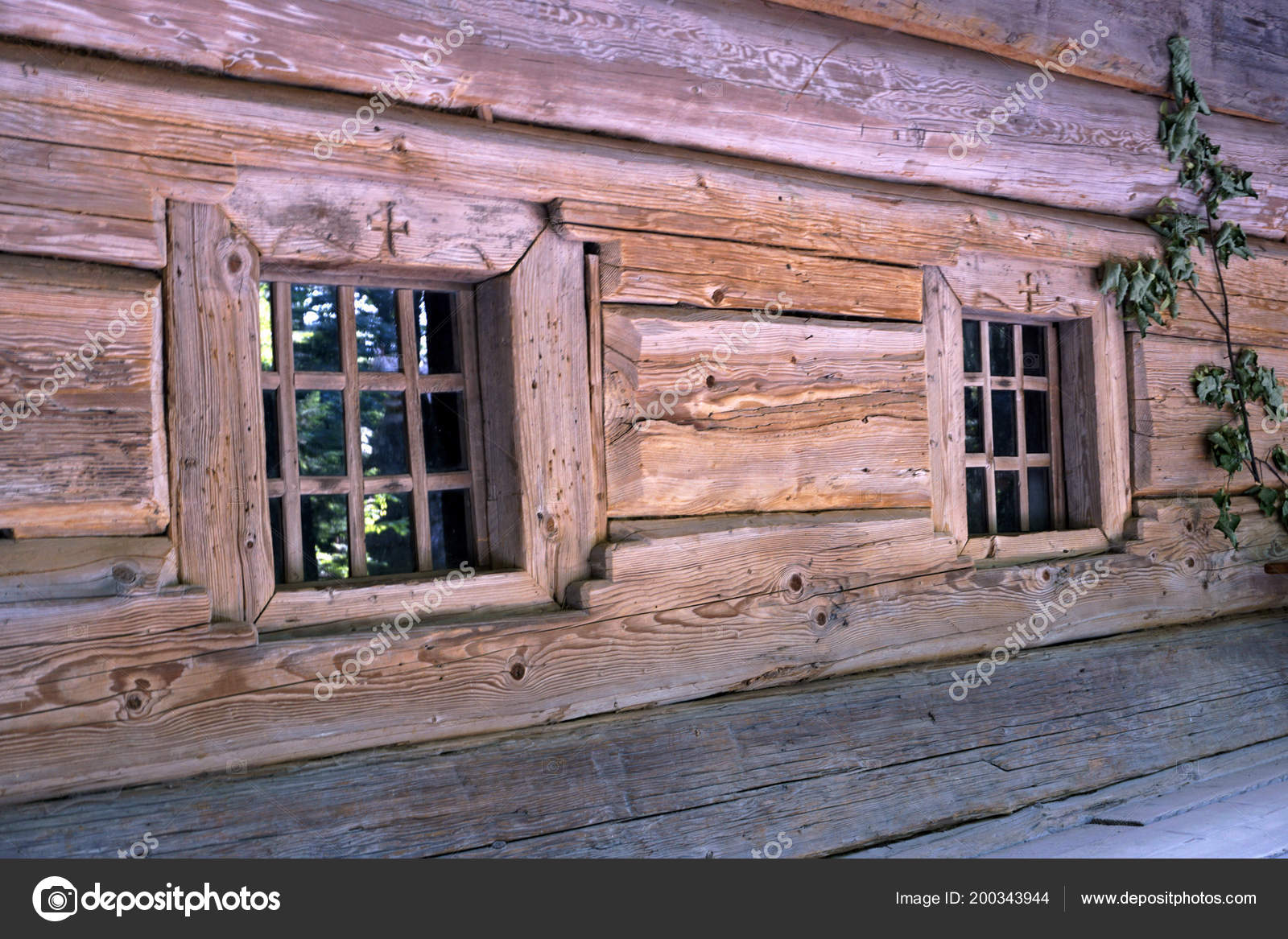 Small Windows Wall Old Wooden House Stock Photo Image By C Michaelpervak 200343944