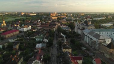 Antik Lutsk şehrinin tarihi kısmı. Hava görünümü.