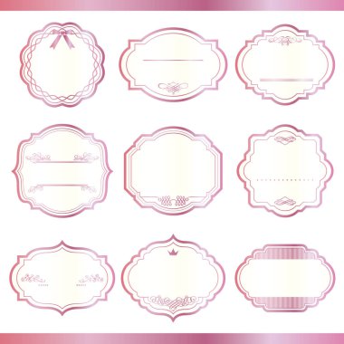 pembe etiketler vektör seti