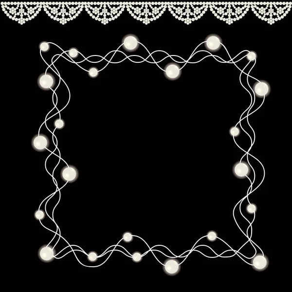 珍珠装饰的方形框架 — 图库矢量图片