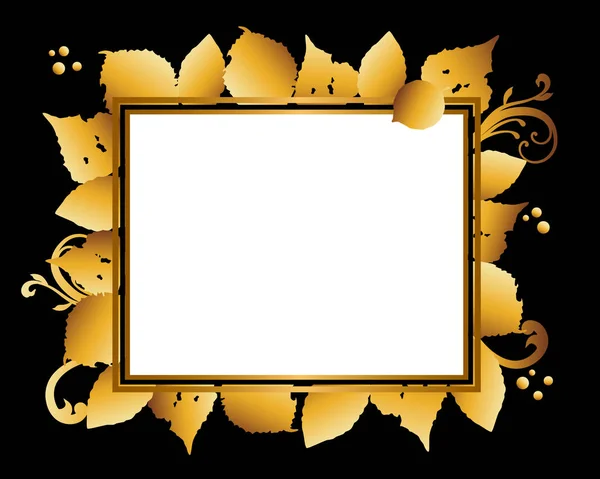 Golden Frame Background Leaves — Stock Vector