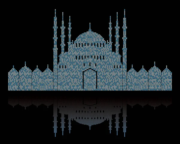 Stickige Abbildung Einer Moschee Mit Kuppel Und Minarett — Stockvektor