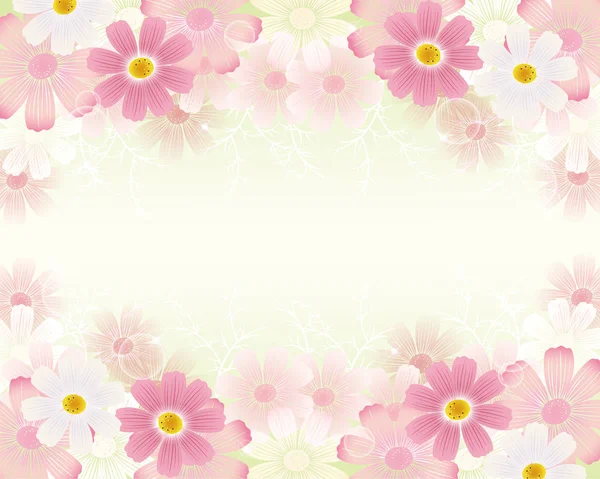 Herfst Achtergrond Met Cosmos Bloemen — Stockvector