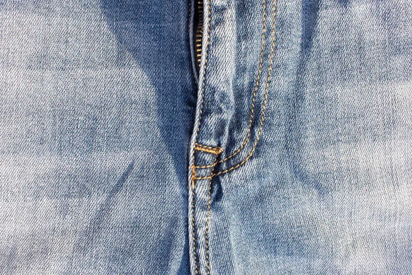Clasp Jeans Metal Zipper Close Details Jeans Trousers Orange Stitches — Stock Photo, Image