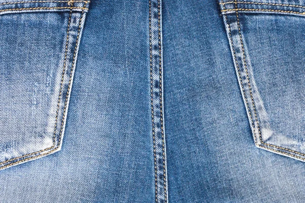 Baksidan Jeansen Med Fickor Närbild Detaljer För Jeans Byxor Med — Stockfoto