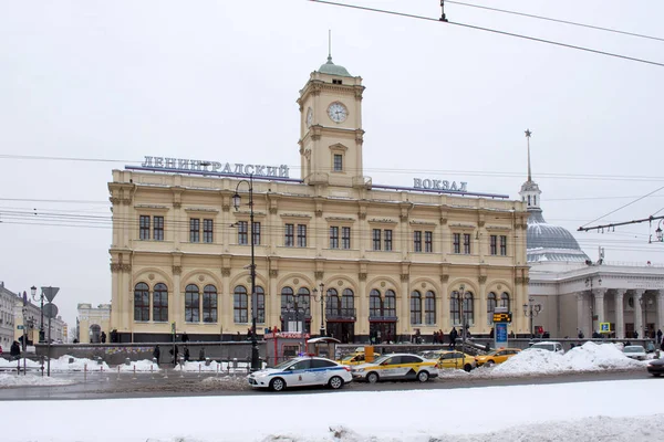 Russia Moscow January 2019 Komsomolskaya Square Winter Heavy Snowfall Moscow — Stock Photo, Image