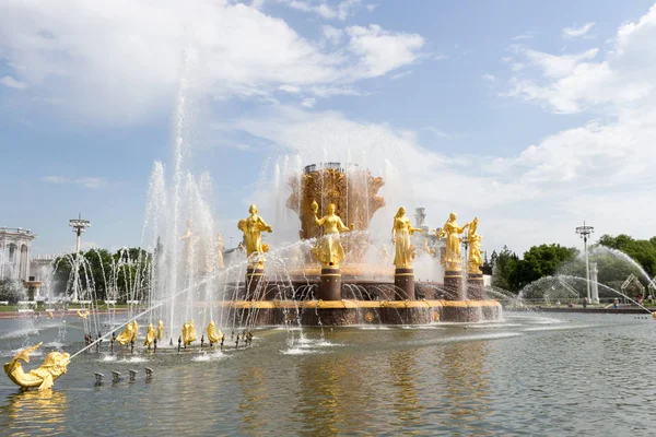 Russia Moscow May 2019 Fountain Friendship People Vdnkh Restoration — Stock Photo, Image