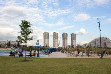 Rusya, Moskova - 06 Temmuz 2020: Khodynka alanı, Park ve yerleşim alanı.