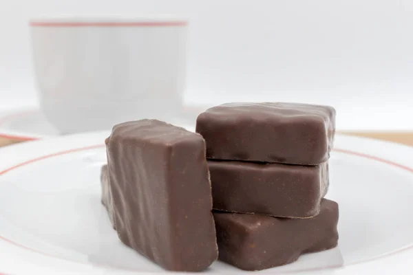 Chocolates Cup Tea — Stock Photo, Image