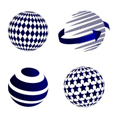 Global Lojistik ağ kavramı. Küre vektör simgeleri mavi ayarlayın. 3d modeli kümesi. Hisse senedi vektör.