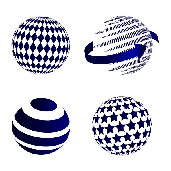 Global Lojistik ağ kavramı. Küre vektör simgeleri mavi ayarlayın. 3d modeli kümesi. Hisse senedi vektör.