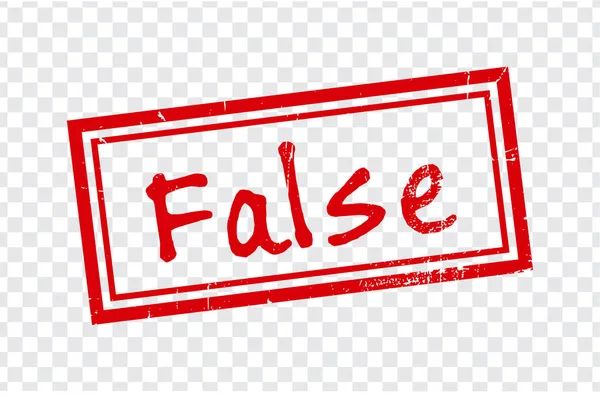 배경에 False 스탬프 디자인입니다 빨간색에서 False 단어로 스탬프입니다 디자인입니다 일러스트 — 스톡 벡터