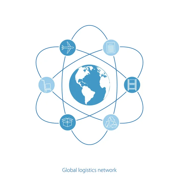 Réseau Logistique Mondial Carte Partenariat Logistique Mondial Carte Monde Similaire — Image vectorielle