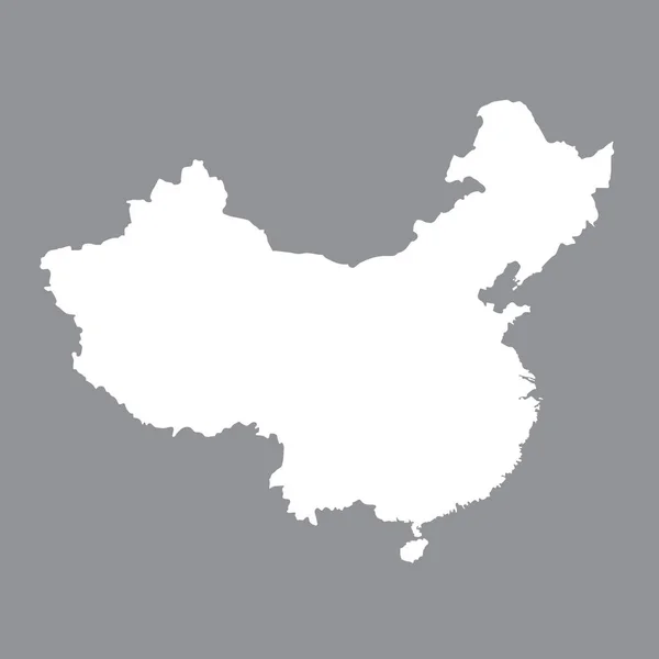 Mapa Blanco China Mapa Alta Calidad China Sobre Fondo Gris — Vector de stock
