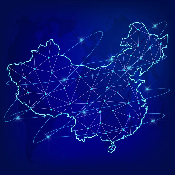 Concept Réseau Logistique Mondial Carte Réseau Communication Chine Sur Fond — Image vectorielle
