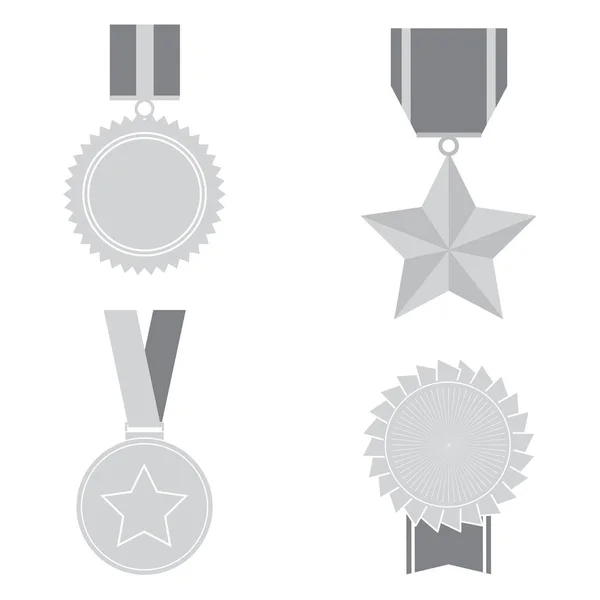 Medale Białym Tle Białym Tle Zestaw Symbol Medale Dla Projektowanie — Wektor stockowy