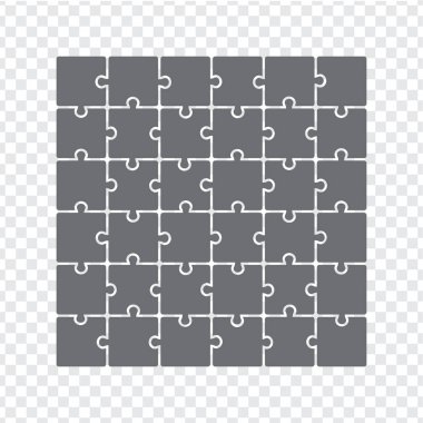 Basit simgesi gri renkle bulmacalar. Otuz altı öğeleri şeffaf arka plan üzerinde basit simge bulmaca. Hisse senedi vektör.