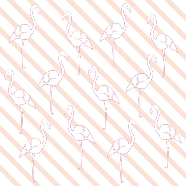 Vektor Varrat Nélküli Mintát Flamingó Rózsaszín Vonalak Háttér Trópusi Flamingó — Stock Vector